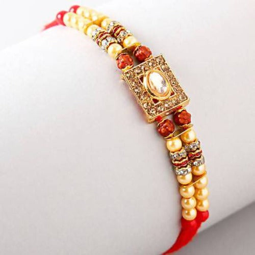 Special Kundan Rakhi and Almonds Jar Combo