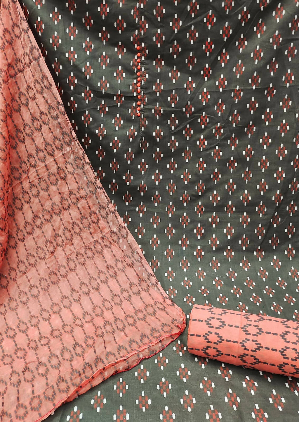Grey Cotton Printed Unstitched Dress Material - Amara