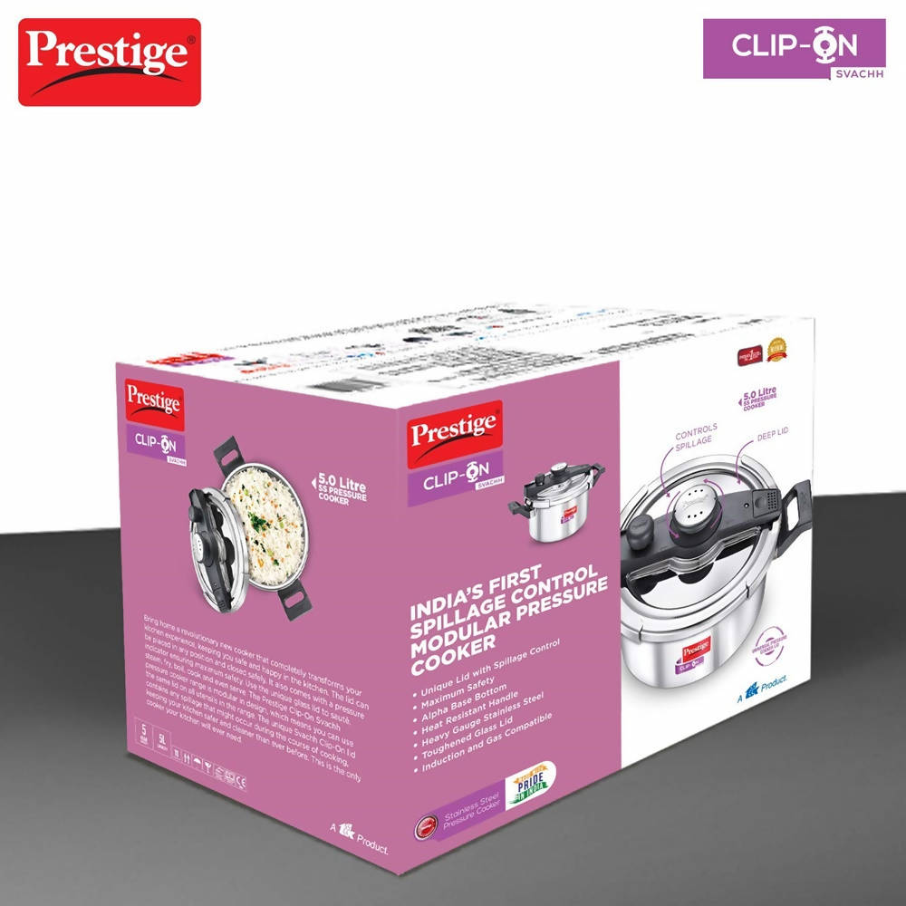 Prestige Clip On Svachh Stainless Steel Pressure Cooker