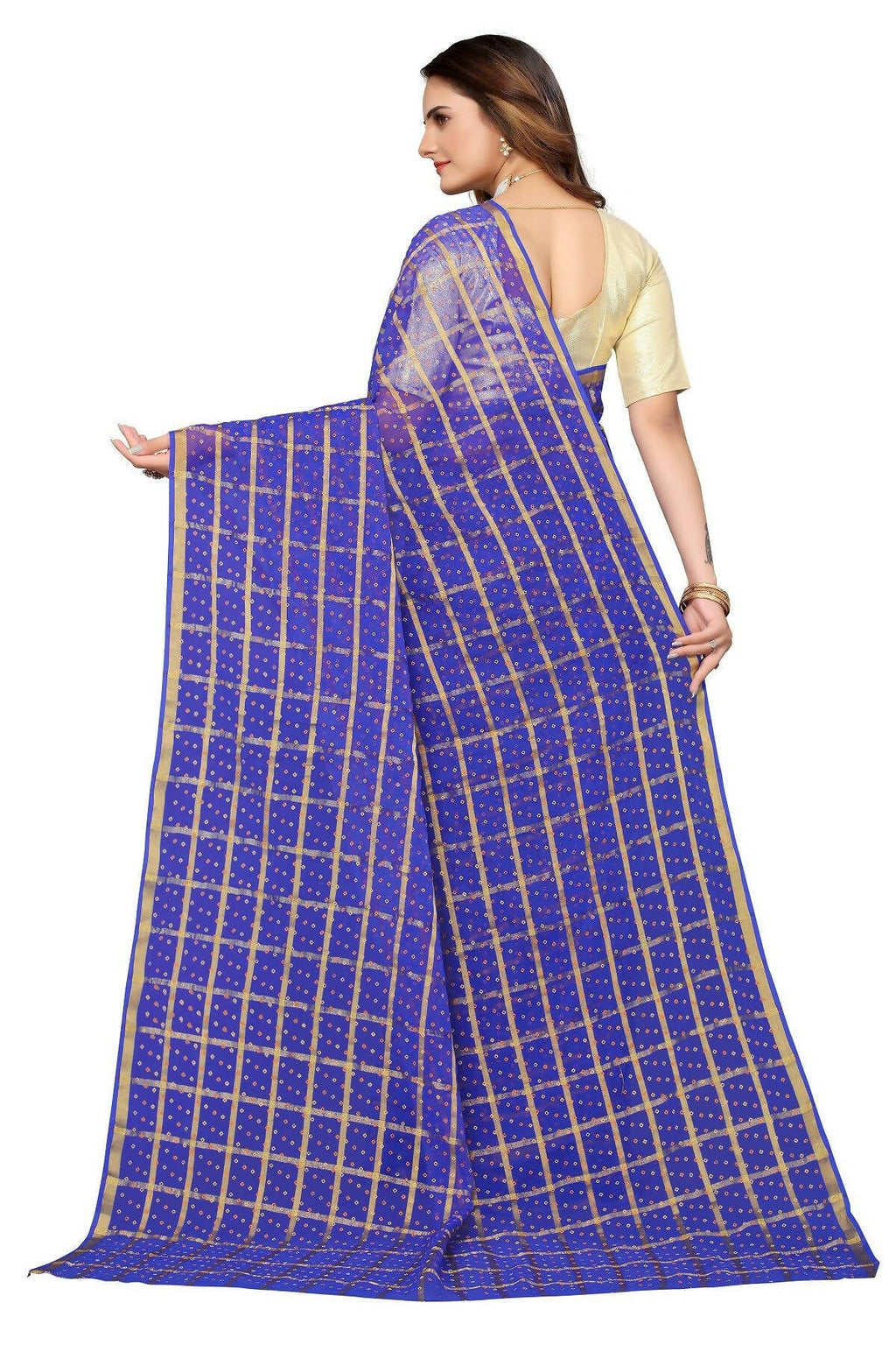 Vamika Blue Jari Work Chiffon Saree (GARVITA PURPLE)