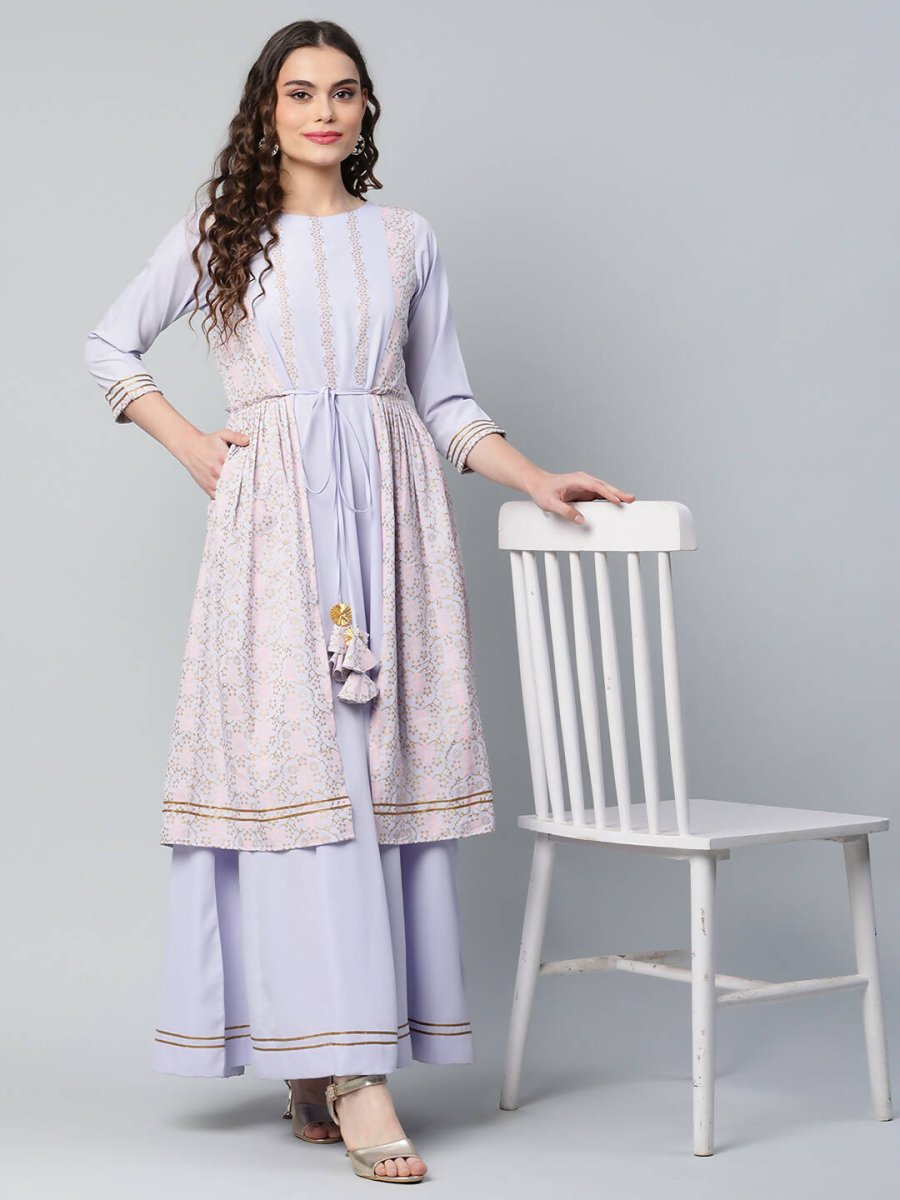 Ahalyaa Womens Powder Blue Crepe Floral Dress