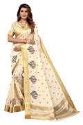 Vamika Cream Weaving Cotton Polyester Silk Saree
