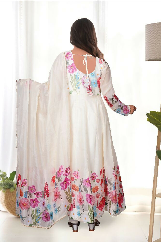 Joban Fashion Cream Kurta Set Organza Sequin Embroidery Work