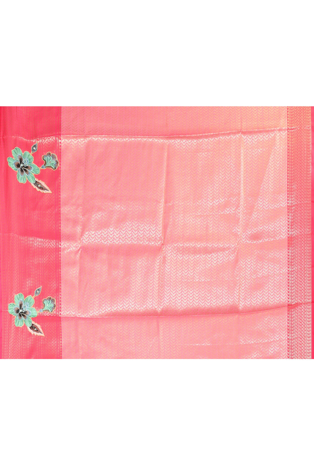Joban Fashion Yellow Pink Saree Kataan Applick Witch Mirror
