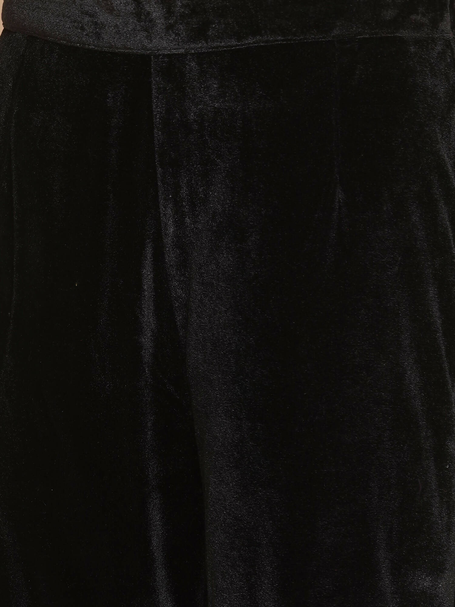 Women Republic Black Velvet Kaftaan Style Kurta With Pants