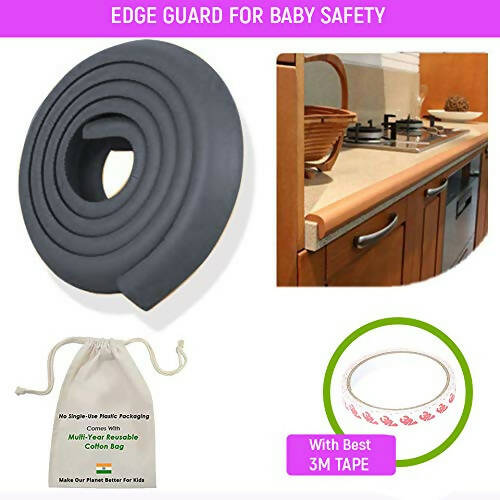 Safe-O-Kid Unique High Density L-Shaped 2 Mtr Long Large 4 Edge Guard Strips, Black