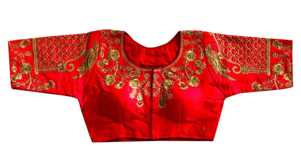 Vamika Beautiful Red Banglori Silk Embroidery Blouse