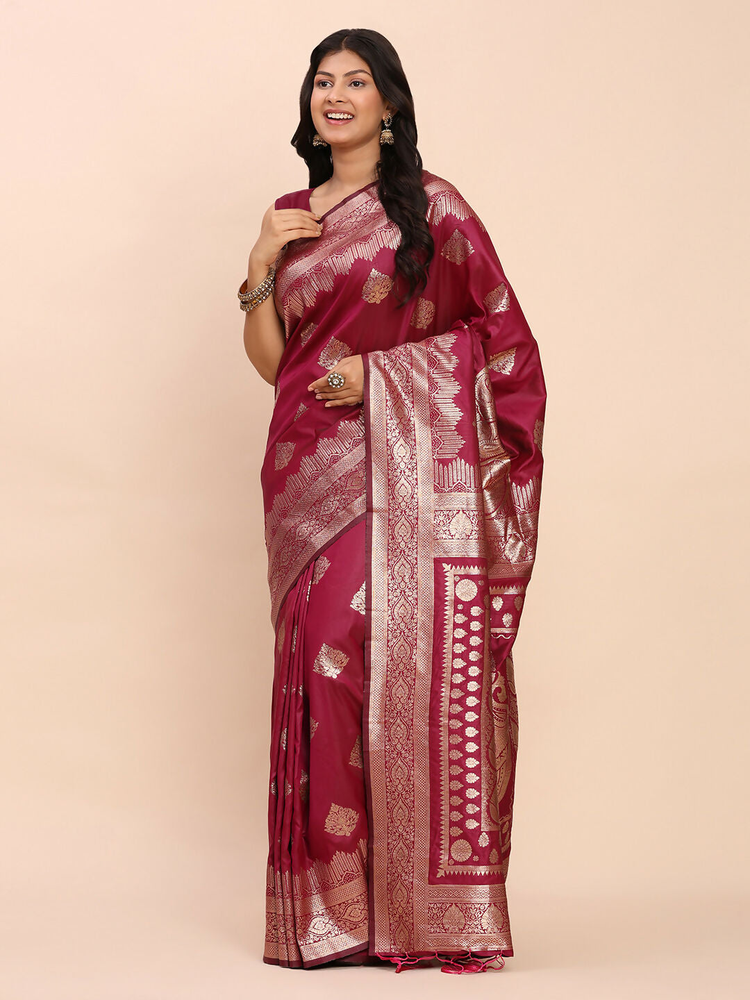 Shree Shyam Fashion Banarasi Silk Magenta Saree