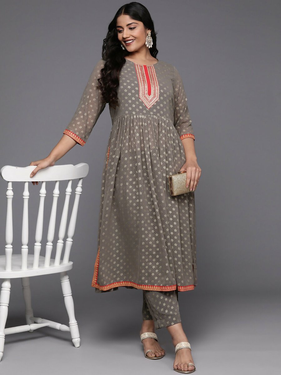 Ahalyaa Women's Traditional wear Kurta Set - Grey