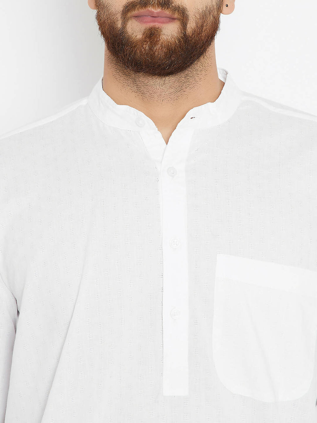 Even Apparels Band Collar White Pure Cotton Men's Kurta