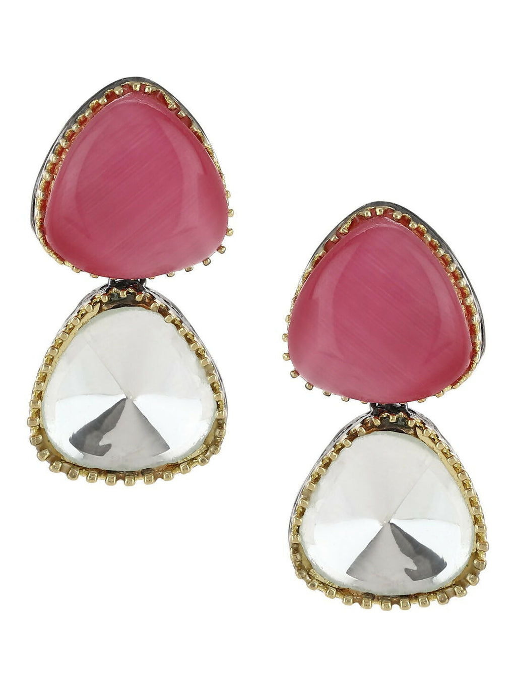 Kundan & Pink Stone Earrings- Ruby Raang