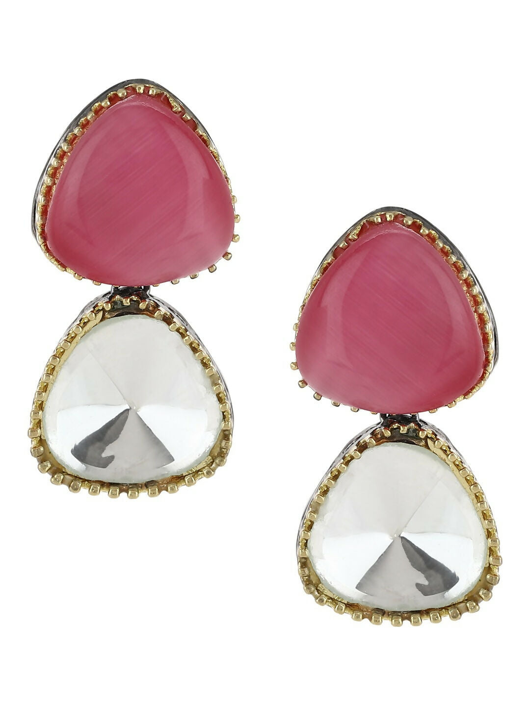 Kundan & Pink Stone Earrings- Ruby Raang