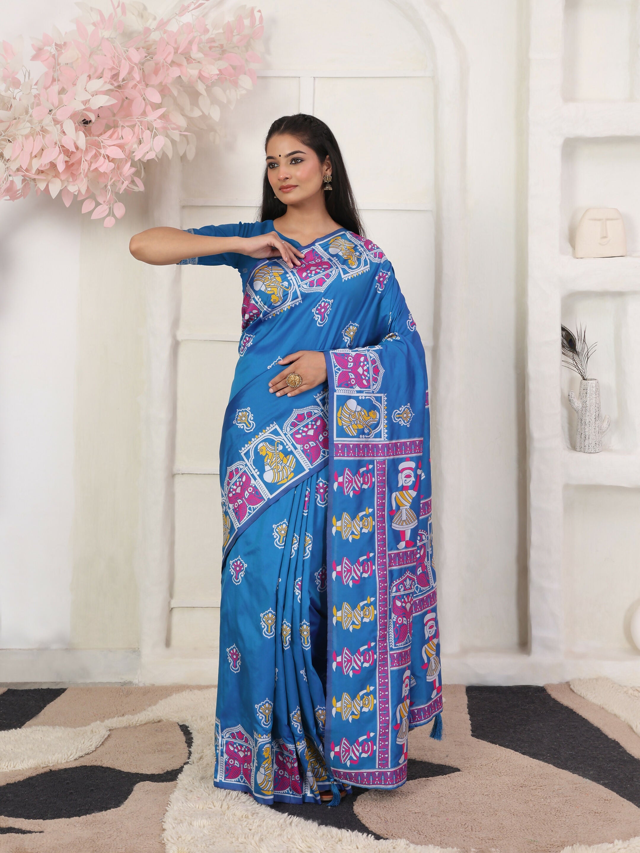 Shree Shyam Fashion Silk Blend Blue Saree