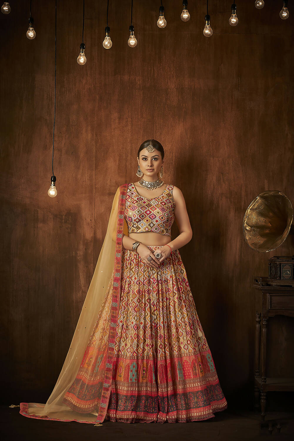 Wedding Designer Multi Georgette Lehenga Choli - Anbazaar