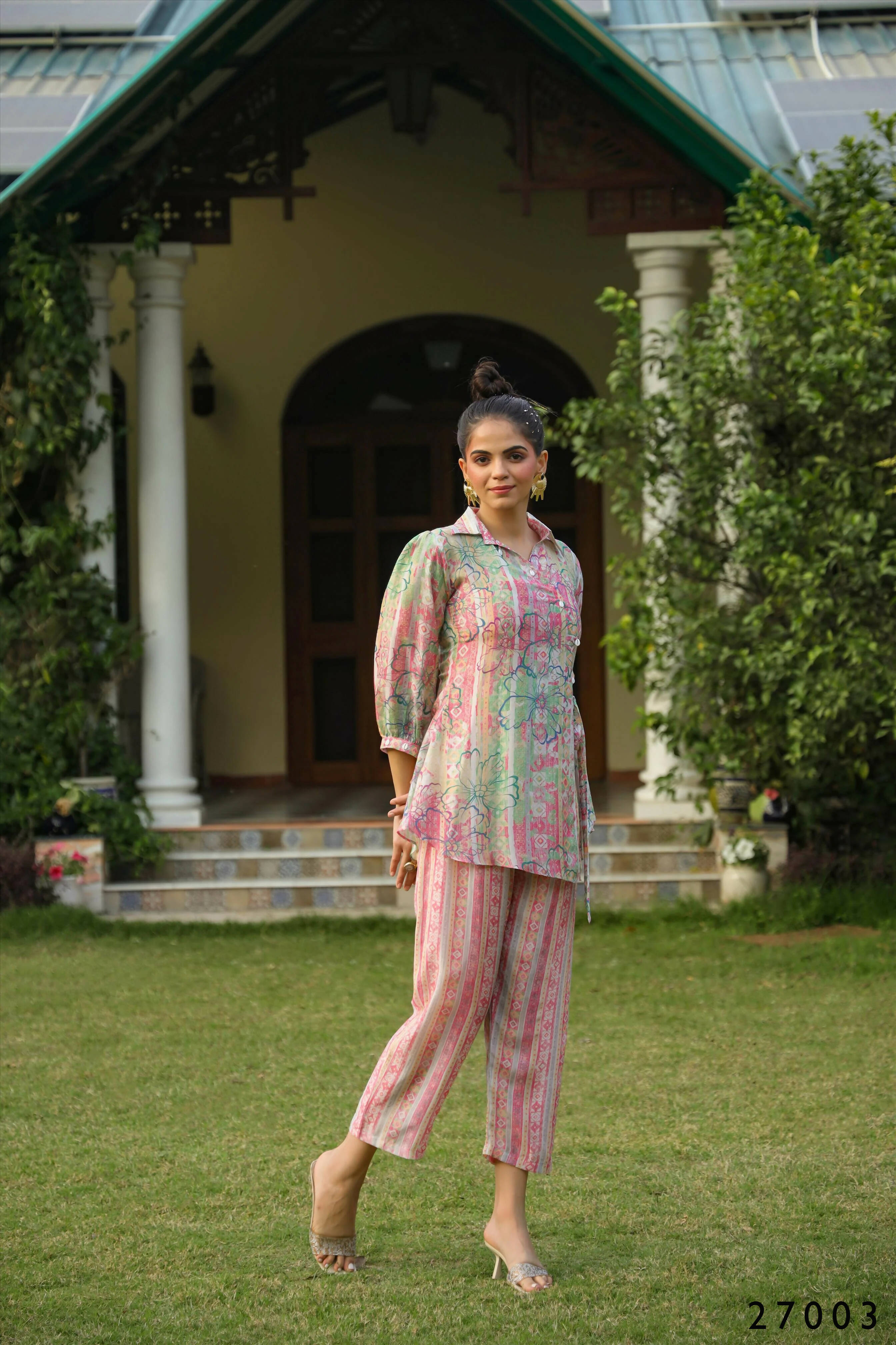 Women's Casual Fashionable Multi Mull Cotton co-ord set - Anya