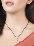 NVR Women Ethnic Gold-Polished Beaded Mangalsutra With Ad Stone