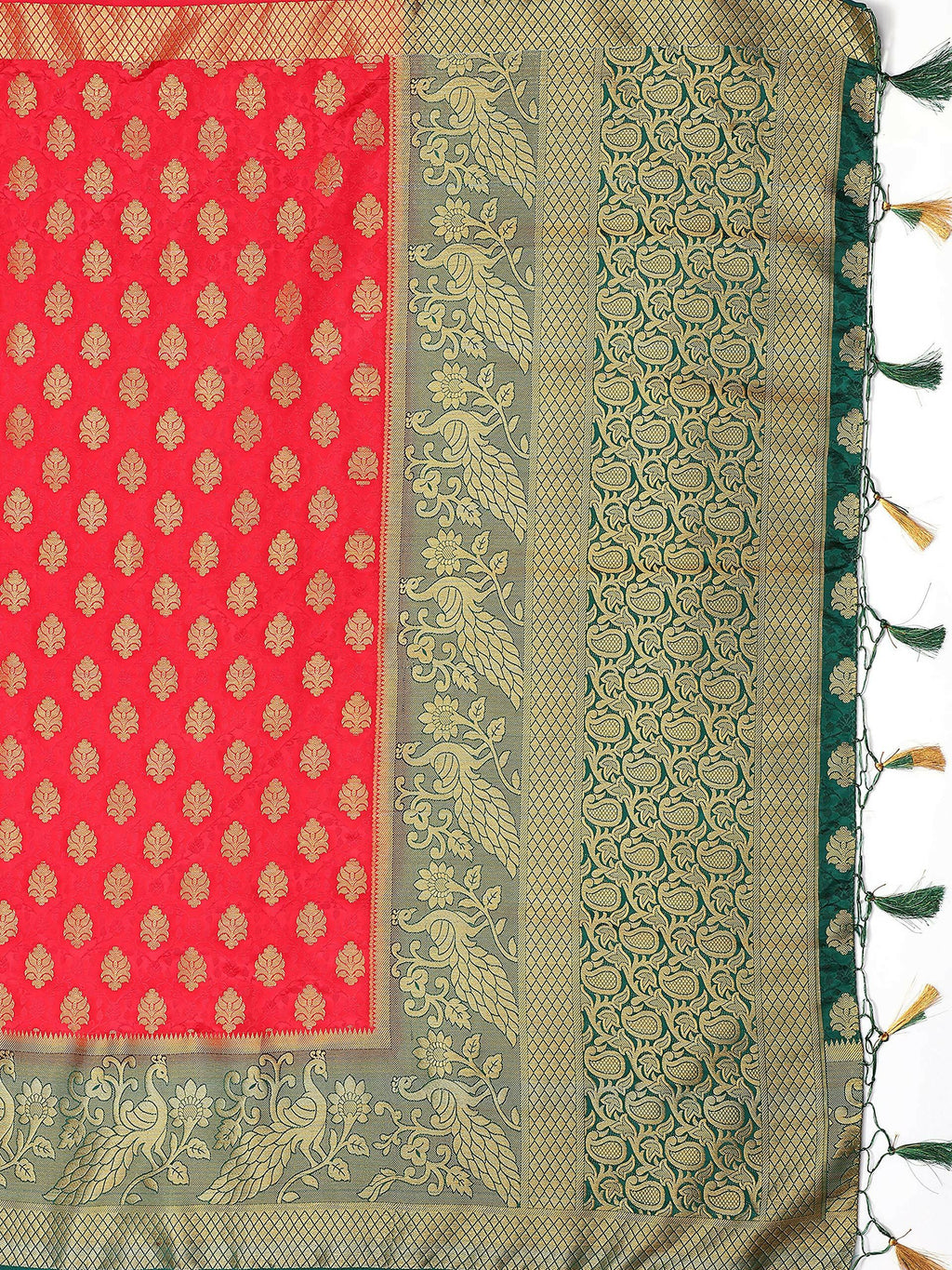 Mimosa Women's Red Kanchipuram Art Silk Saree