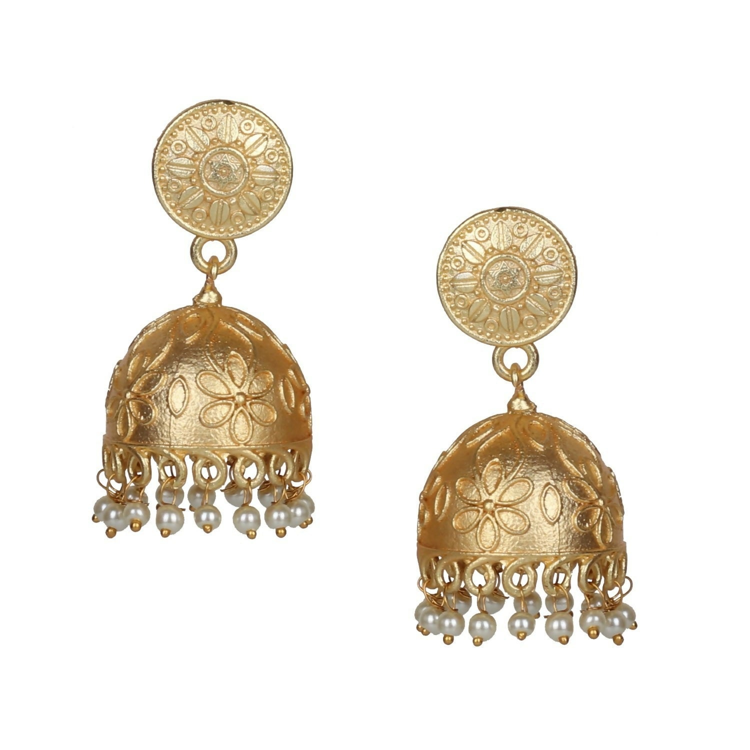 Joban Fashion Women Matte Gold Brass Jhumka