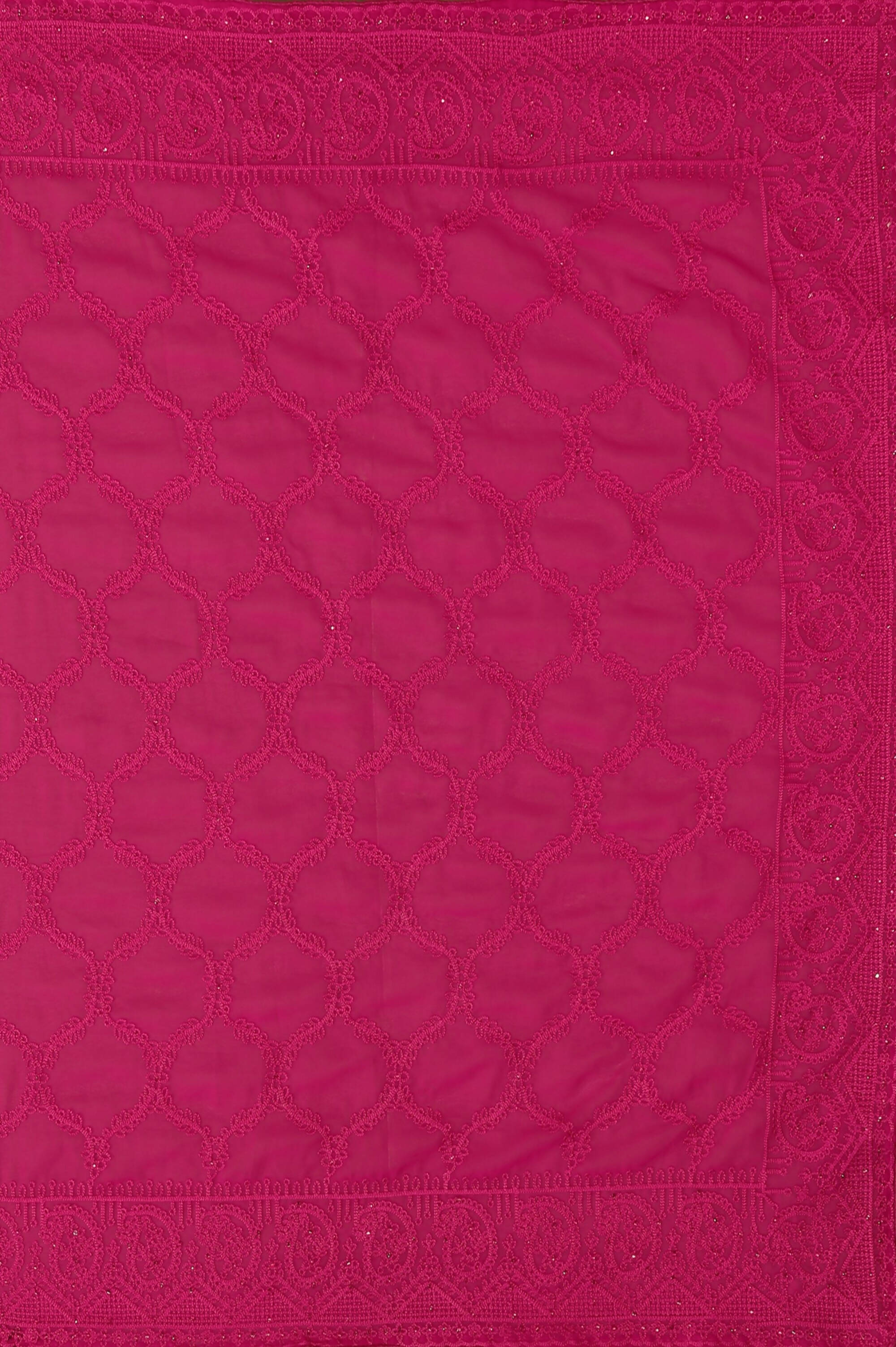Pink Georgette Embroidered and Stone Work Saree with Unstitched Blouse Piece - Roozal