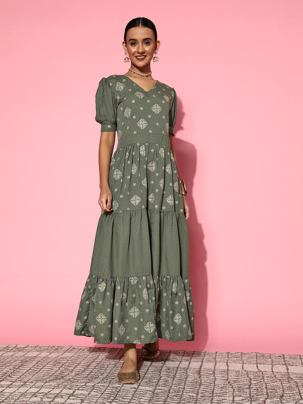Yufta Olive Green Maxi Dress