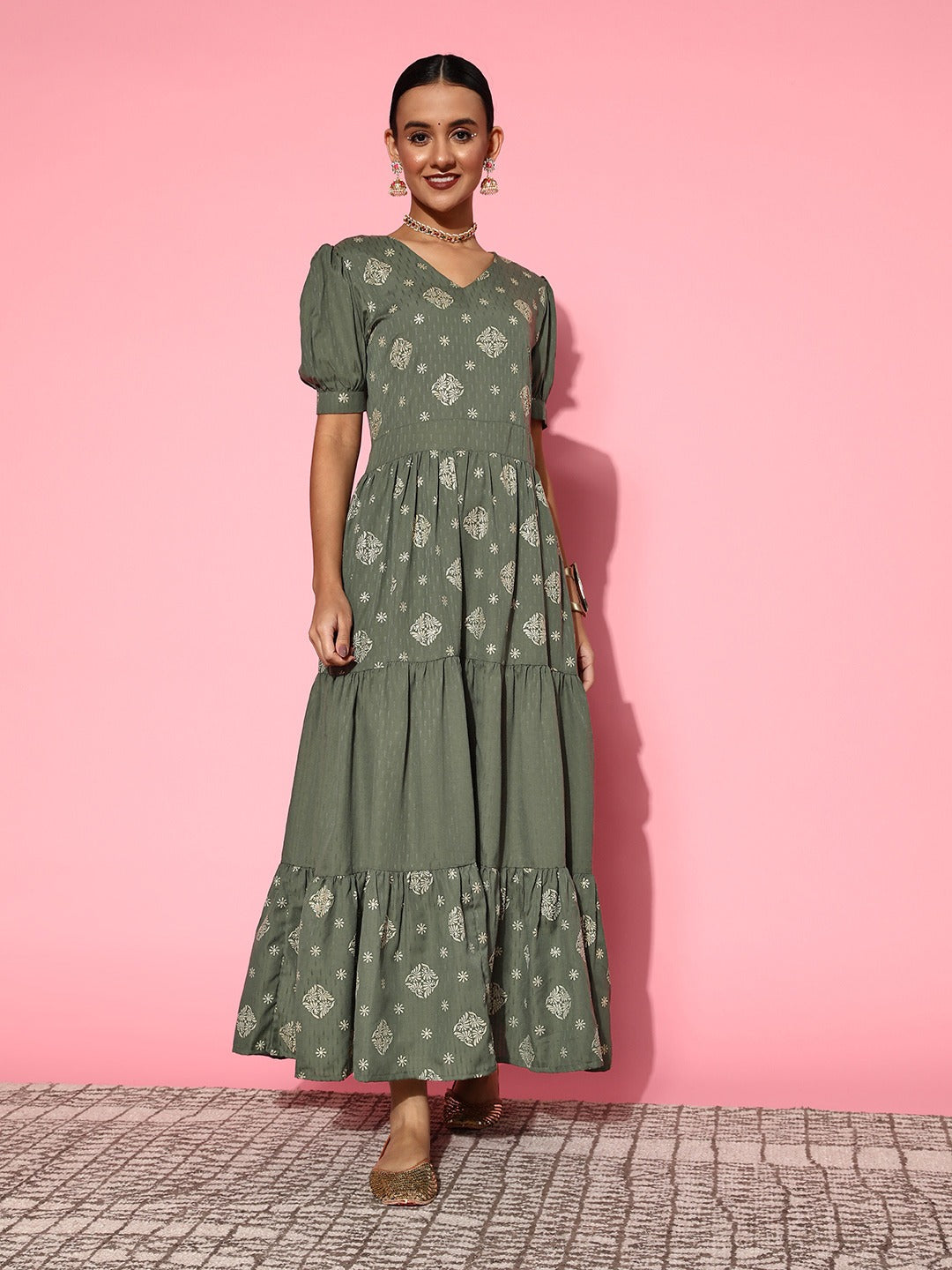 Yufta Olive Green Maxi Dress