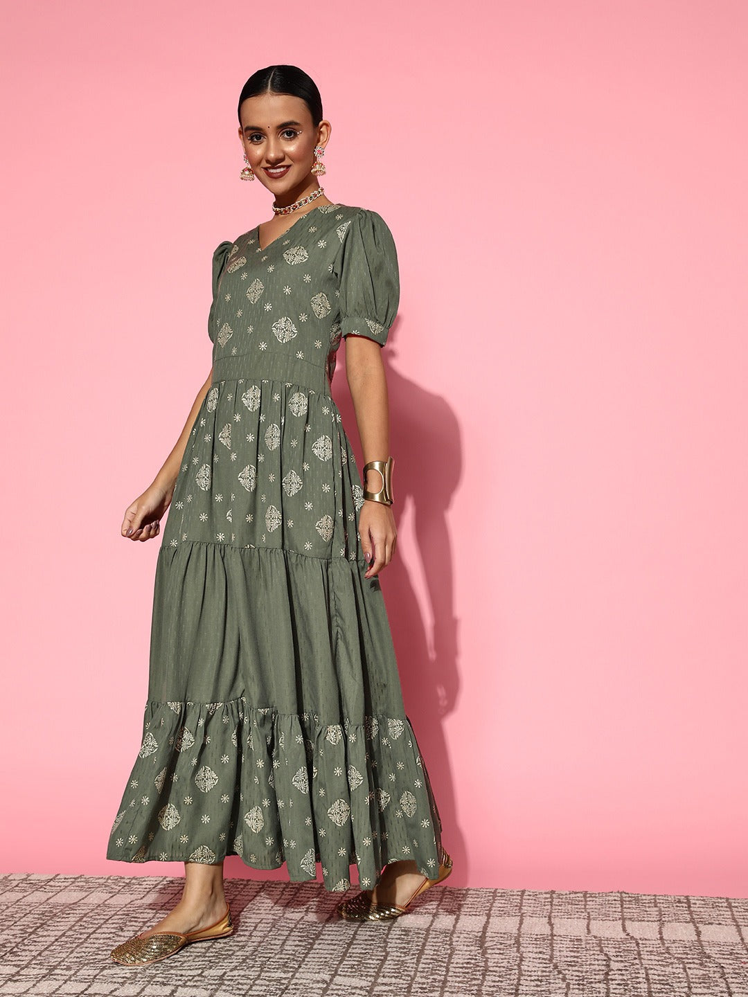 Yufta Olive Green Maxi Dress