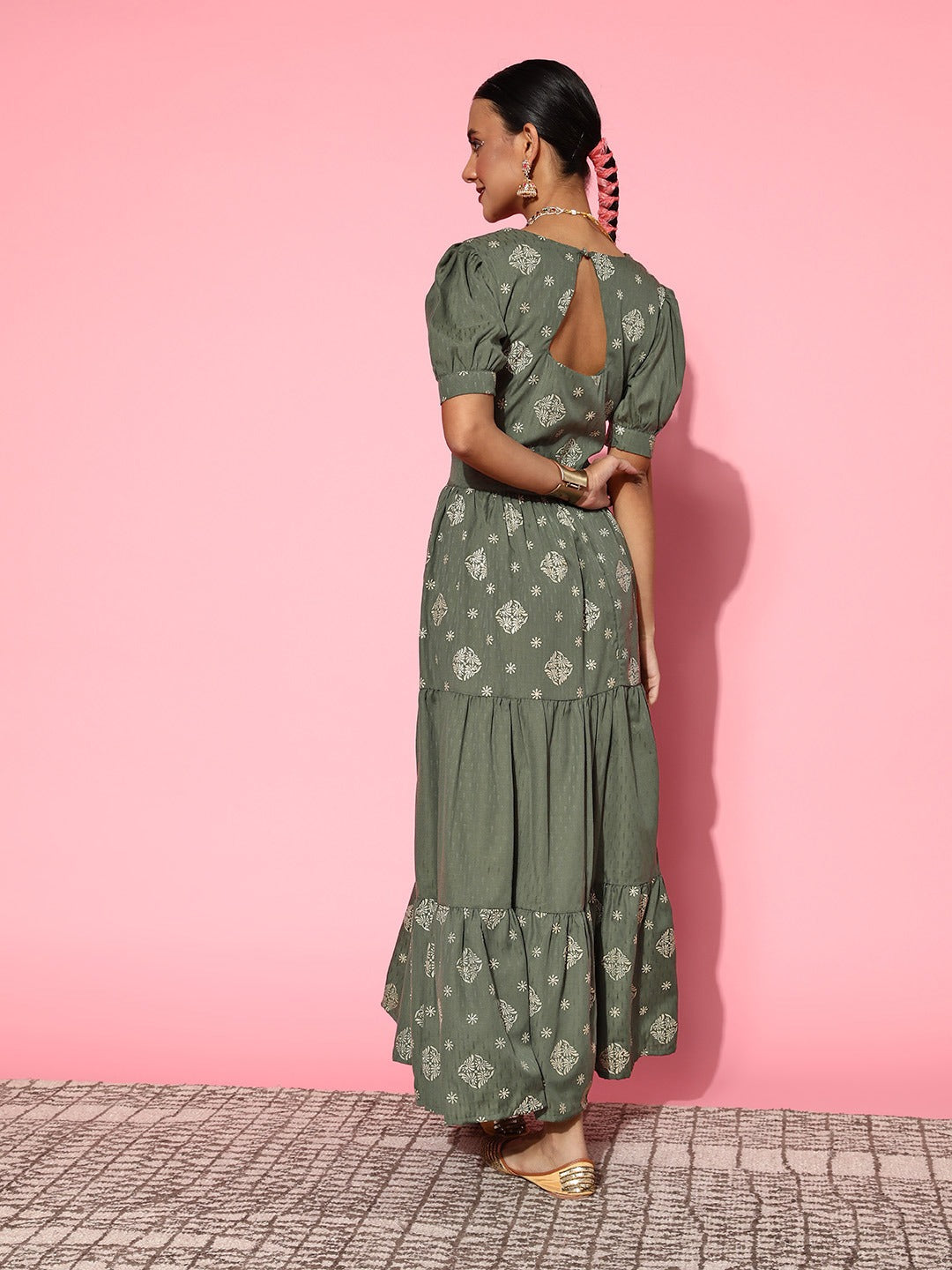 Yufta Olive Green Maxi Dress