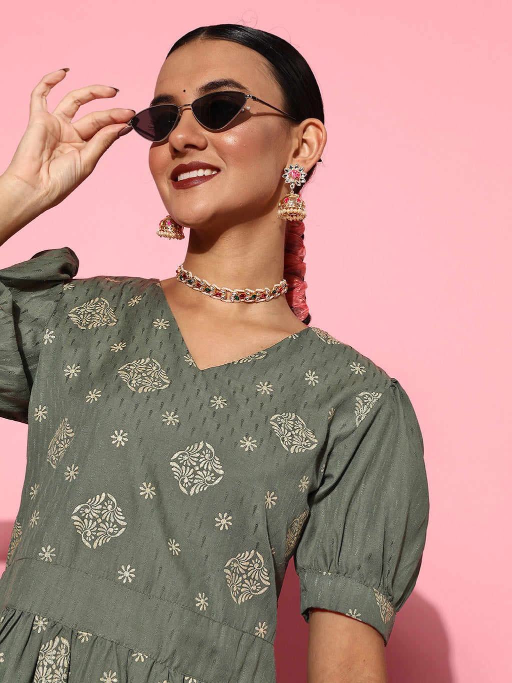 Yufta Olive Green Maxi Dress