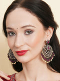 Maroon Silver Plated Earrings- Ruby Raang