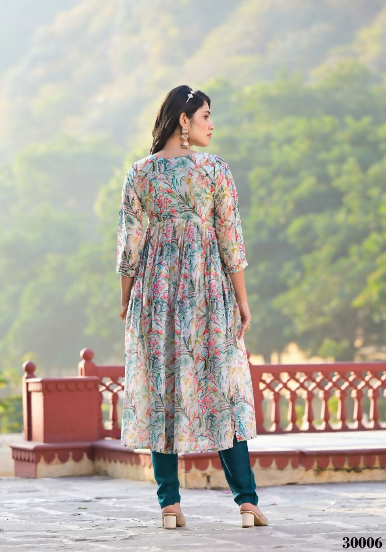 Designer Stylish Multi Slim Georgette Stitched Suit With Dupatta - Kiyara