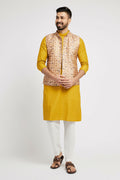 Ethnic India Cream Bundi Men's Jacket Abstract Polyester