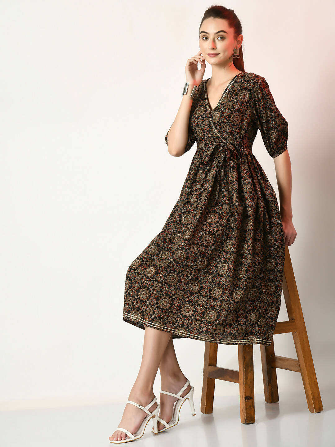 Myshka Women's Multi Empire Printed Dress