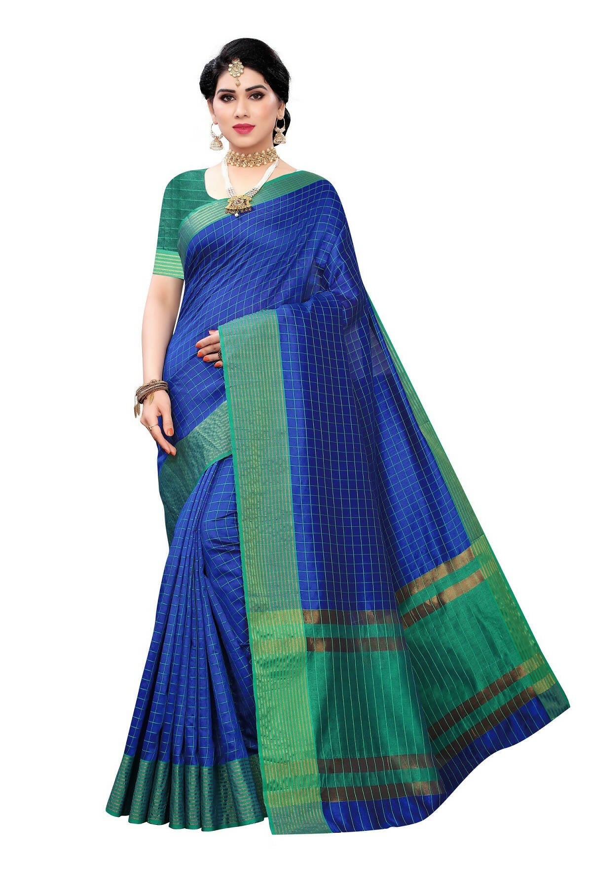 Vamika Blue Cotton Silk Weaving Saree (Manipuri Blue)