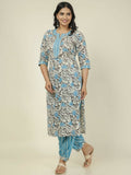 Aramya Straight Soft Cotton Floral Print Women's Kurta - Off White