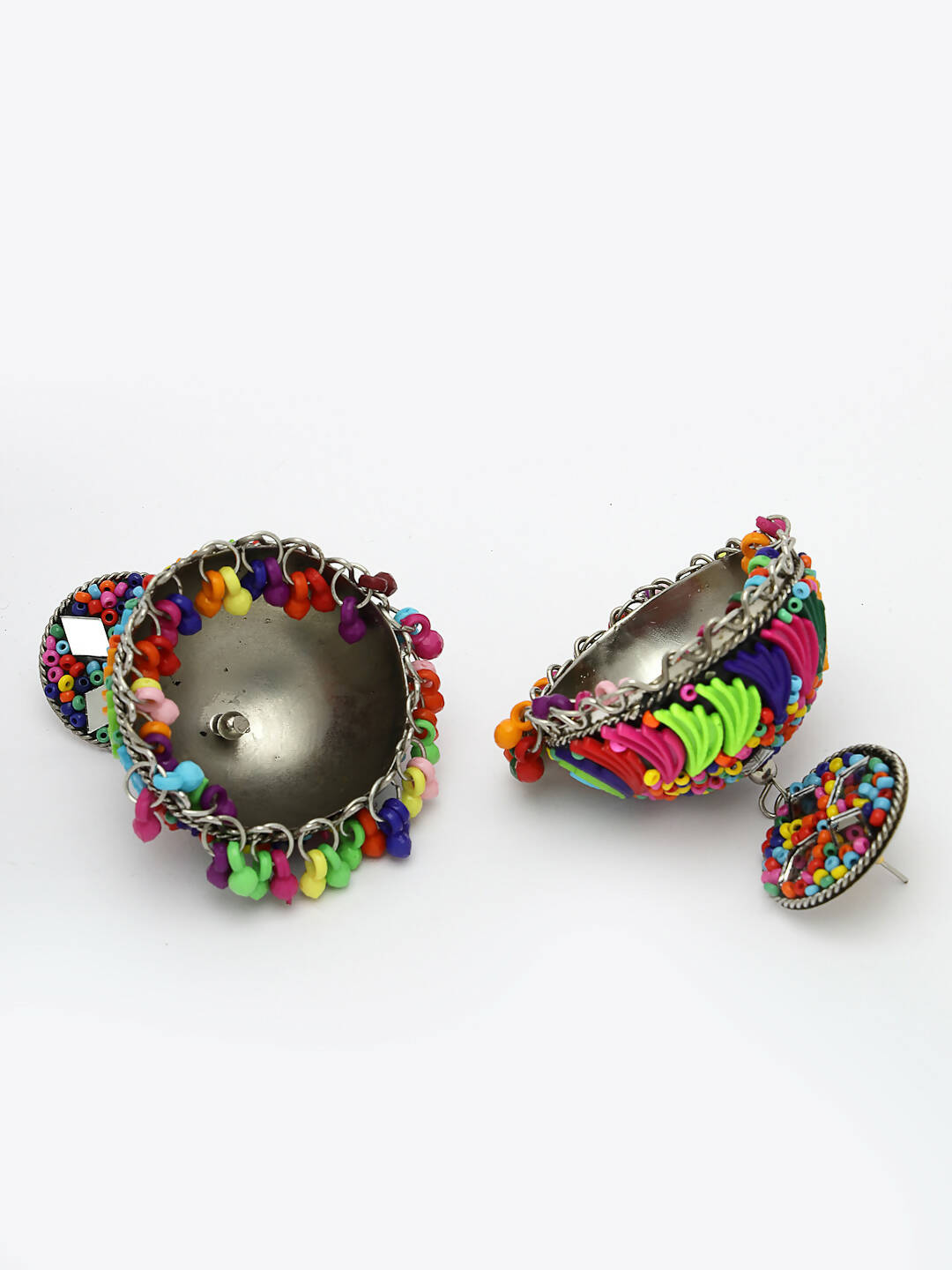 NVR Women Multi Color Artificial Beads Brass-Plated Jhumka Earrings