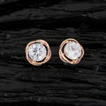 Joban Fashion Women Brass Golden White Ad Earrings