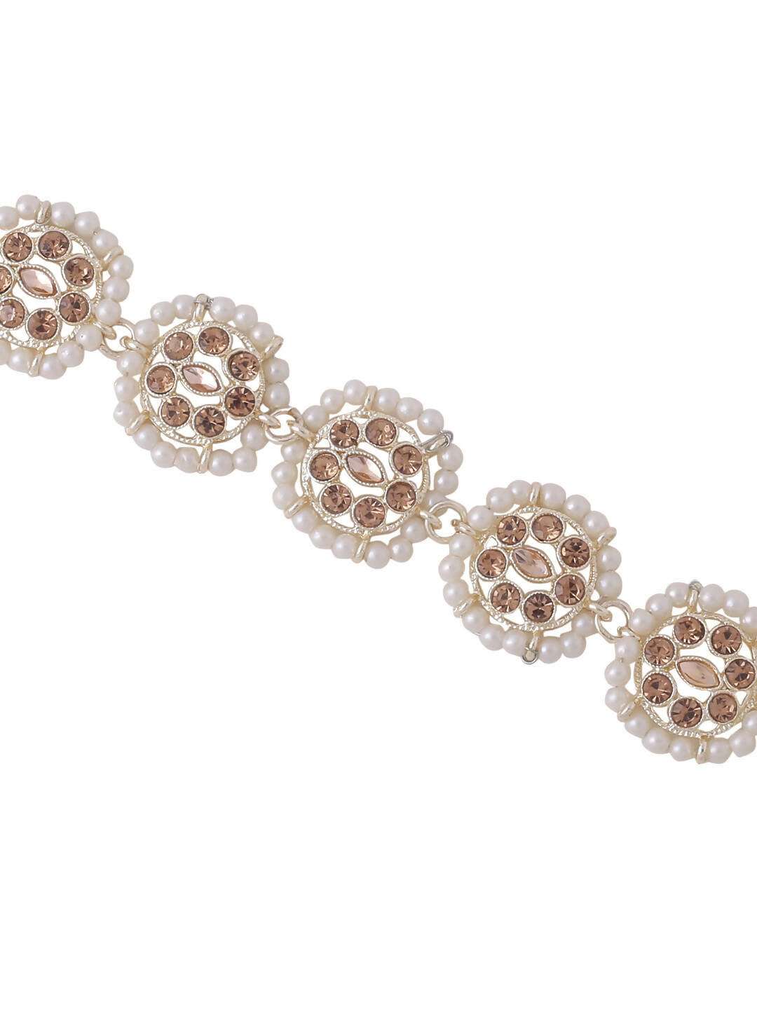 NVR Women's Gold-Polished Traditional Trending Matha Patti