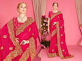 PR Fashion Rani Fendi Two Tone Silk Heavy Zari Embroidery Work With Heavy Zircon Work Saree