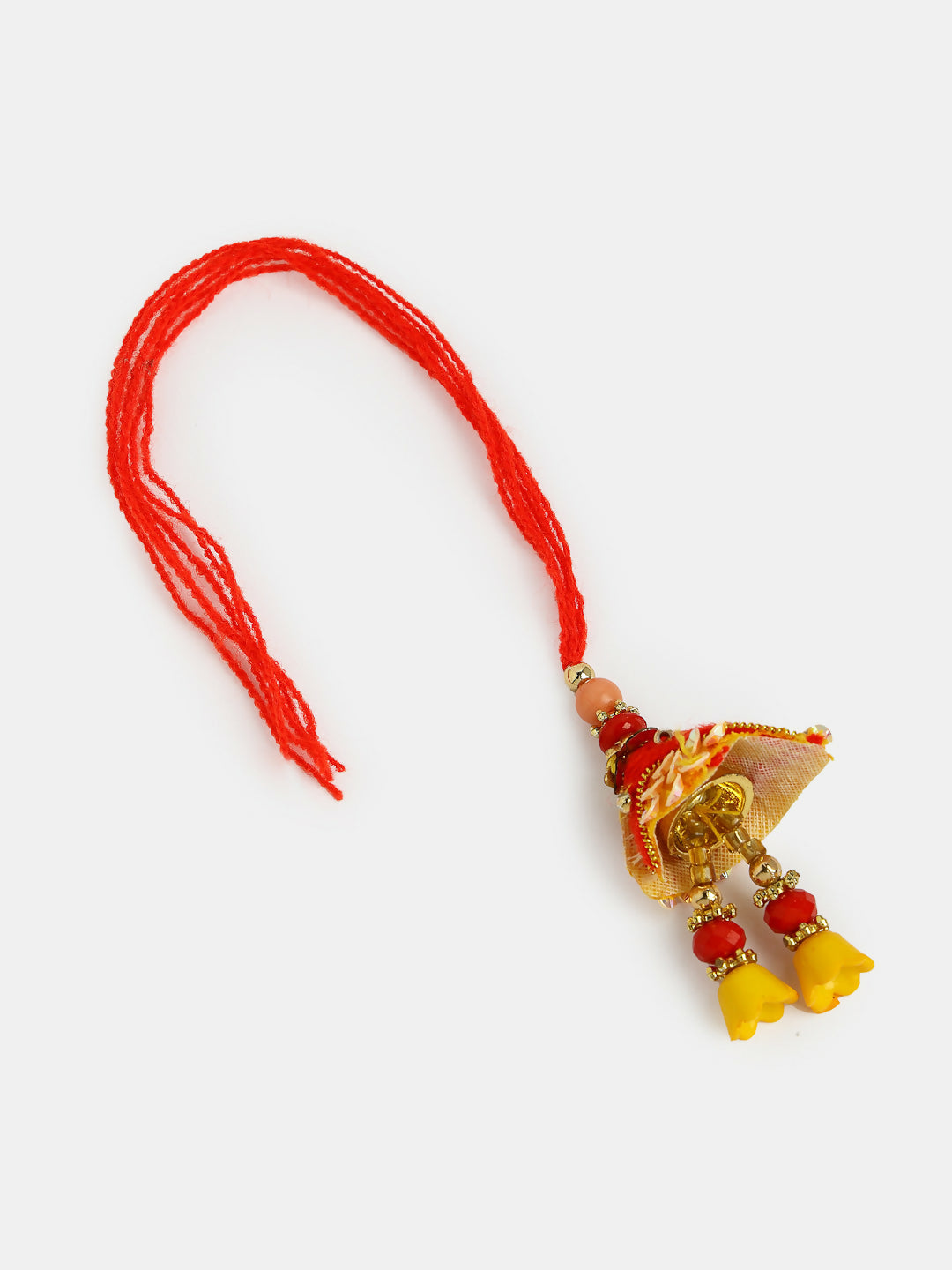 NVR Women & Men Set of 2 Yellow Peacock Design Bhaiya Bhabhi Rakhi With Roli Chawal