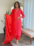 The52 Women's Muslin hand Embroidered Straight Kurta, Pant and Dupatta Set