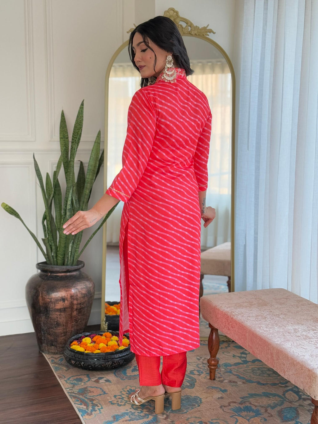 The52 Women's Muslin hand Embroidered Straight Kurta, Pant and Dupatta Set