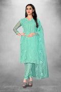 Sky Blue Heavy Organza Silk Embroidered Unstitched Dress Material - Amara