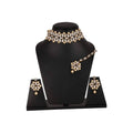 Mominos Fashion Trendy Gold-Polished with Stone & Pearls Necklace Set