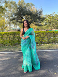 Vamsee Sea Green Organza Saree