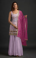 Anaita Lavender Georgette Suit with Embroidered Thread & Sequence Work