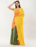 Exclusive Collection Beautiful Khadi Cotton Yellow Orange Green Handloom Saree