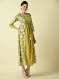 Myshka Women's Yellow Floral Printed Gown Dress