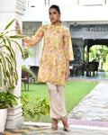 Vaasva Women's Lemon Yellow Organza Digital Printed Cord Set