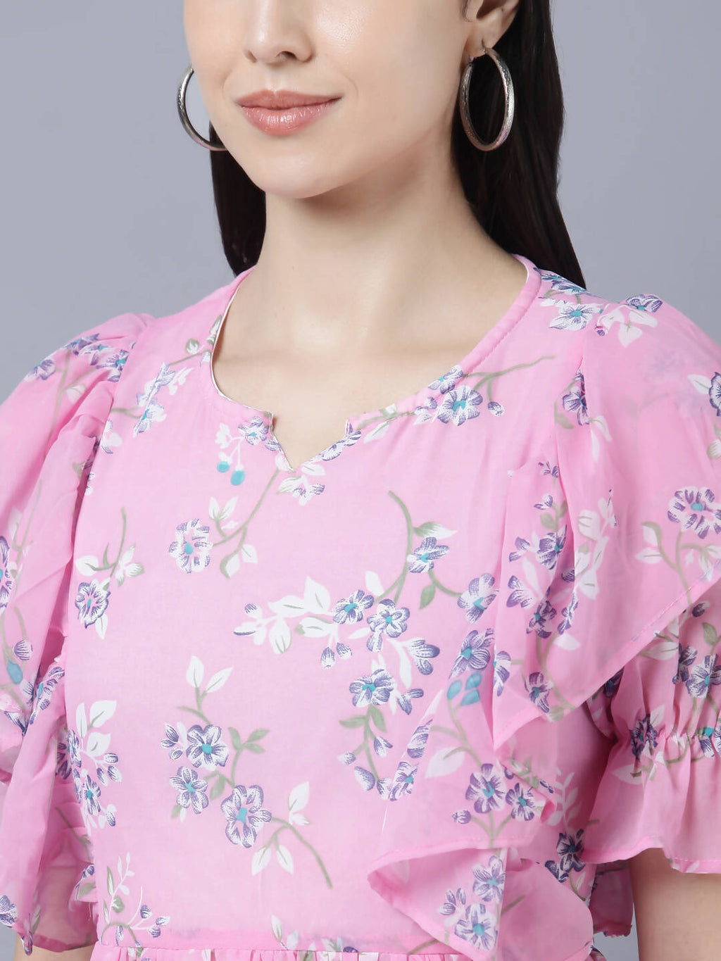 Myshka Women Pink Printed Fit and Flare Dress