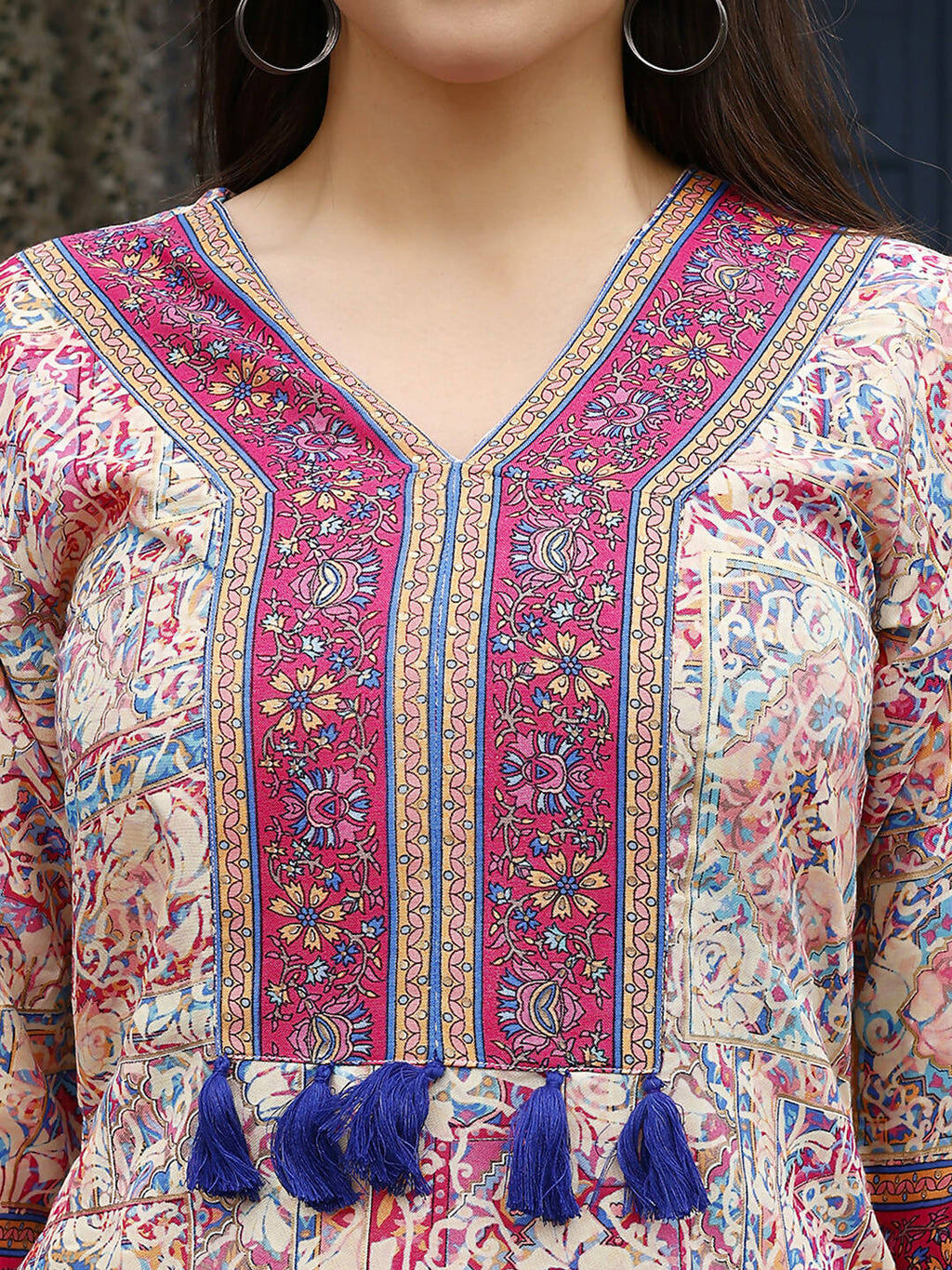 Pink Rayon abstract & Floral Printed Top with Matching Bottom - Eesha